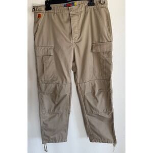 Empyre Relax Men's Skater Cargo Pants Size 32 Tan Baggy Adjustable Drawstring